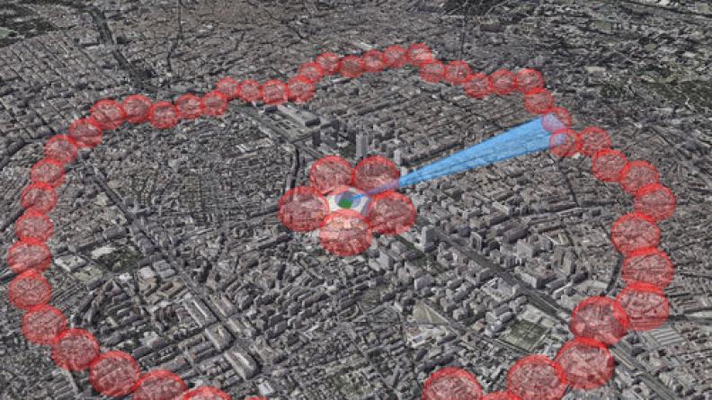 Figure 2 : Exemple illustratif d’installation potentielle pour surveiller un site urbain. Le réseau 