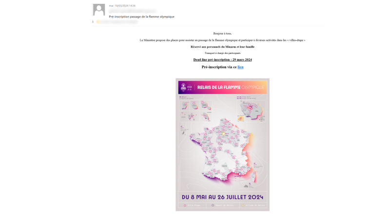 Mail de phishing à l'occasion de l'exercice DEFNET