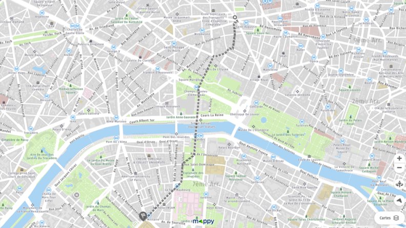 Route by foot from Ecole militaire - CNA Saint Augustin