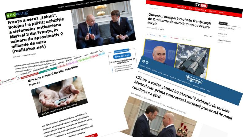 Articles roumains relayant un narratif hostile ciblant la France