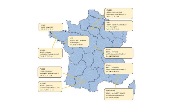 Cartographie des organismes disposant d'un agrément technique de codification