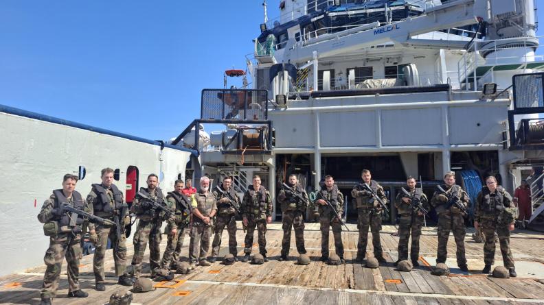 L’équipe de visite de l’Amiral Ronarc’h en pleine préparation opérationnelle