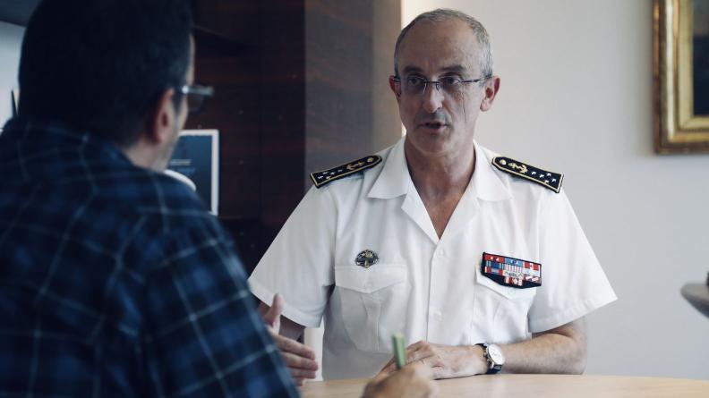 Dans le bureau de l’amiral Vaujour, lors de l’entretien avec Esprit défense, le 23 septembre 2024.