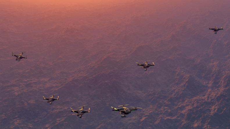 Illustration : un essaim de drones.
