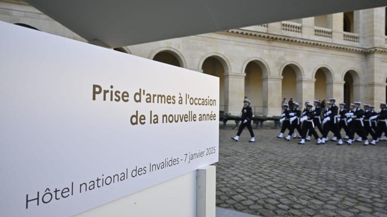 Prises d'armes à l'occasion de la nouvelle année. Hôtel national des Invalides, le 7 janvier 2025.