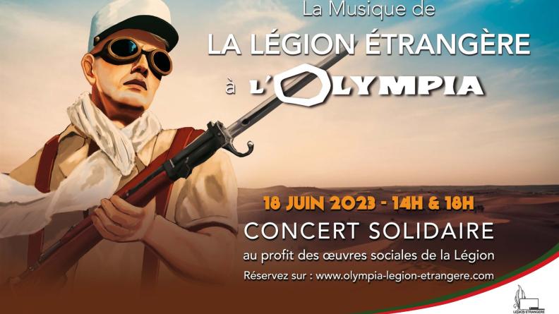 Affiche concert solidaire donné par la Musique de la Légion étrangère. Affiche concert solidaire donné par la Musique de la Légion étrangère.