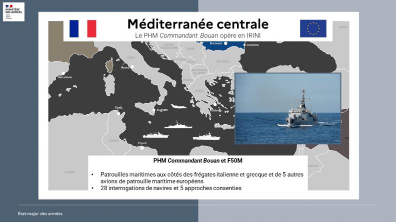 Le PHM Commandant Bouan opère en IRINI 