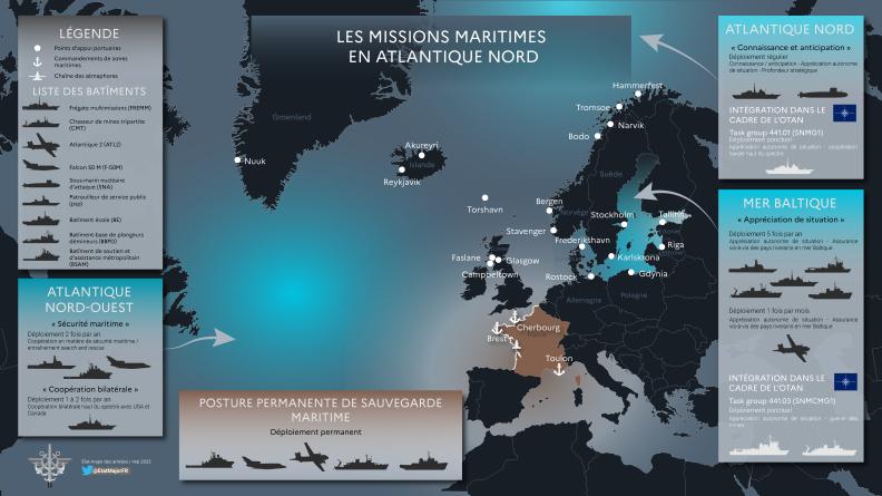 Infographie des missions maritimes en Atlantique Nord