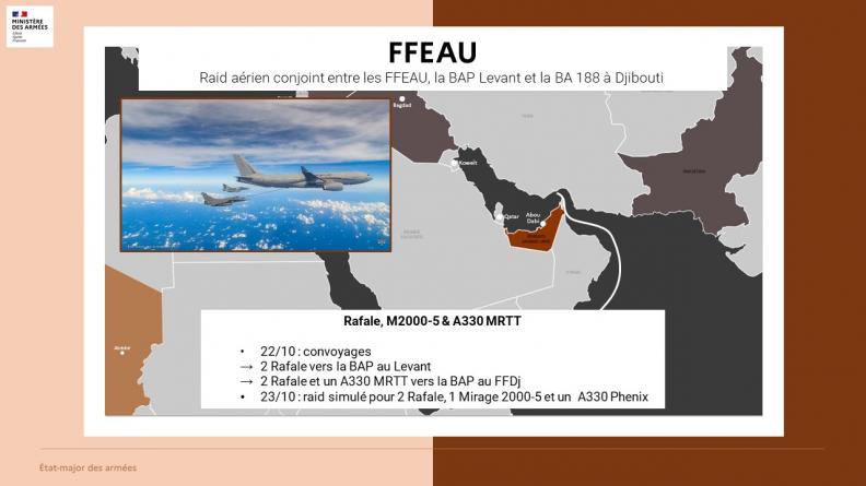 FFEAU : raid aérien conjoint entre les FFEAU, la BAP Levant et la BA 188 à Djibouti 