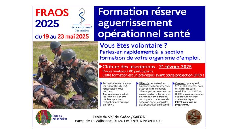 Ouverture des inscriptions pour la prochaine session de la FRAOS 
