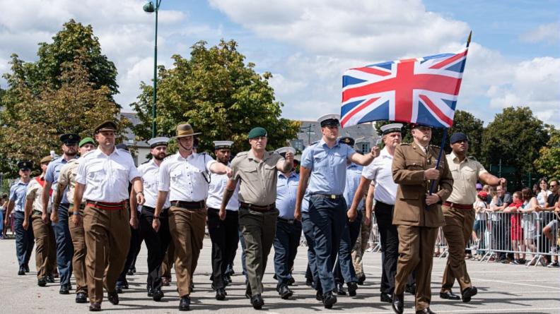 Armée britannique lors de la cérémonie d’ouverture de la coupe du monde de rugby militaire en 2023.