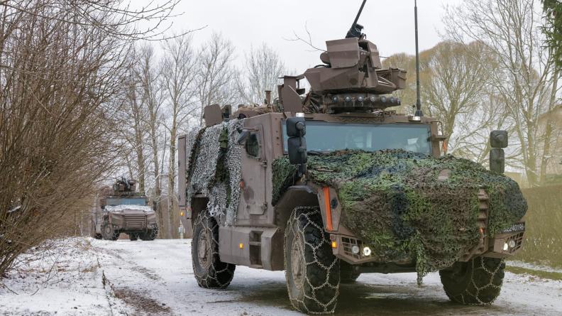Déplacement mécanisé lors de l'exercice PIKNE en Estonie.