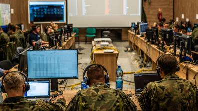 Le centre de jeu lors de Locked Shields en Pologne