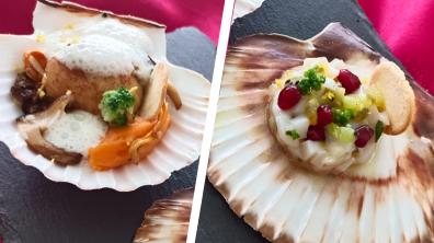 St Jacques en deux services l’une rôtie et la seconde en ceviche