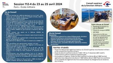 Infographie bilan de la session 112-4 du CSFM