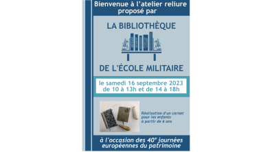 Atelier reliure à l'occasion des JEP2023
