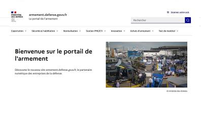 Page d'accueil du nouveau portail armement