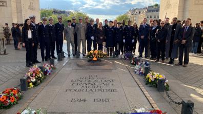 Cérémonie de ravivage de la flamme de la tombe du soldat inconnu du 18 avril 2024