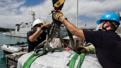 The crew of La Glorieuse brought freight to the Tonga islands struck by a volcanic eruption.