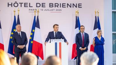 Le président de la République lors de son discours à l’hôtel de Brienne le 13 juillet.