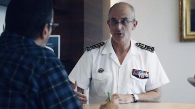 Dans le bureau de l’amiral Vaujour, lors de l’entretien avec Esprit défense, le 23 septembre 2024.