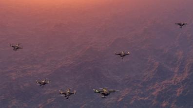 Illustration : un essaim de drones.