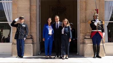 Sarah El Hairy, Sébastien Lecornu et Patricia Mirallès, à l’Hôtel de Brienne, le 4 juillet 2022