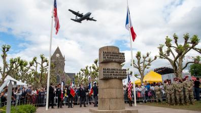 Cérémonie du 78e anniversaire du Débarquement en Normandie à Sainte-Mère-Église, le 6 juin 2022.