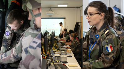 Trois images de cybercombattants en action