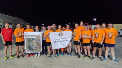 Participants du Duathlon pour l’opération Avec Nos blessés au camp de Arifjan au Koweït.