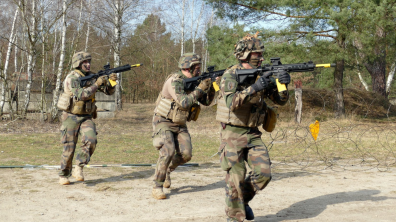Soldats lors d’un entrainement franco-allemand.