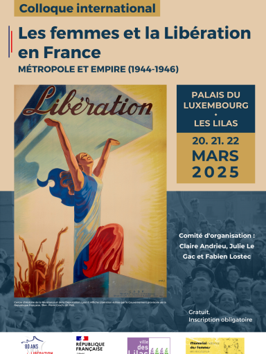 Affiche du colloque « Les femmes et la Libération en France » © Jérémie Virgal, Mission Libération