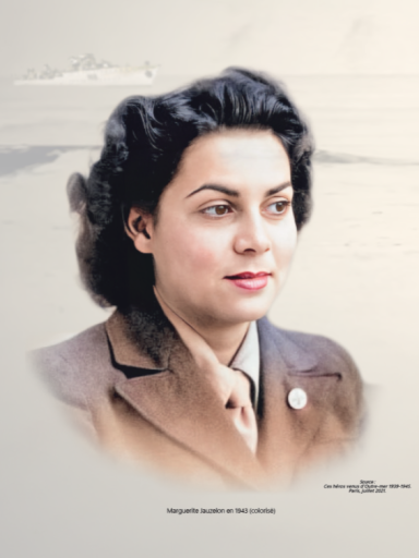 Marguerite Jauzelon en 1943 (colorisé)